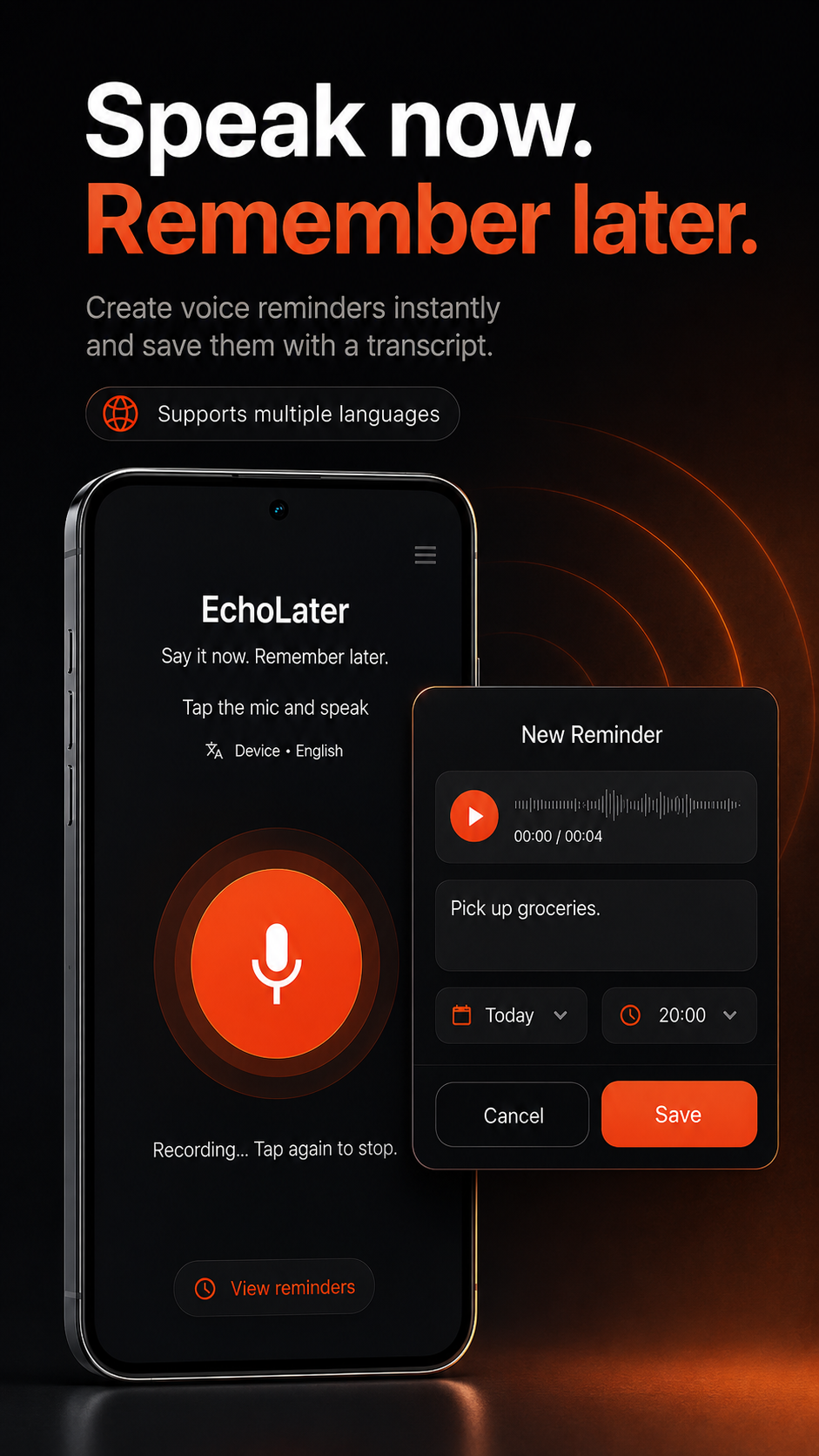 EchoLater voice capture showcase